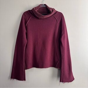 Alala Riki Cowl Neck Bell Sleeve Pullover Womens Medium Maroon French Terry